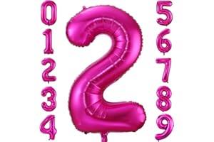 IEFOAH 40in Hot Pink Balloon Number 2, Helium Foil Mylar Giant Number 2 Balloon for Girls Birthday Party Wedding Anniversary Decoration