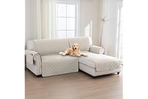 BellaHills 100% Impermeabile Copridivano 2 Posti con Penisola (Seduta 205cm), Copridivano con Braccioli, Penisola Destra, Telo Copridivano Angolare, Rovere Francese