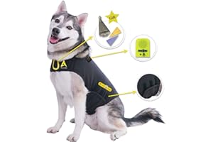 CozyVest 3-in-1 Anxiety Vest Music & Aromatherapy Dog Coat Relaxing Sound & Essential Oil Scent Canine Stress Relief Fireworks Thunder Separation Shirt Jacket Thunderstorm(Black, XXL [110 Lbs & UP])