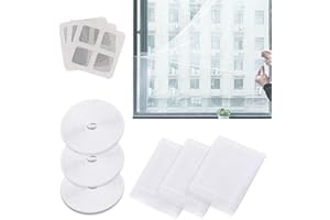 QEEQPF 3 pieces of 1.3*1.5M, DIY adjustable self-adhesive window screen net, window invisible mosquito net and insect-proof net, with self-adhesive tape and patch.