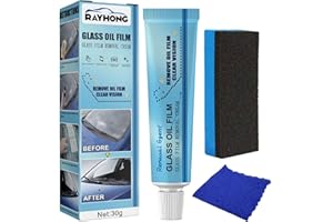 Amesor Car Glass Oil Film Cleaner - Car Glass Oil Film Remover - Car Windshield Oil Film Cleaner Glass Dirt Cleaning Cream - Car Glass Oil Film Cleaner Safety And Long-term Protection, With Sponge