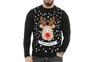 NOROZE Men's Christmas Jumper Reindeer Stag Nordic Polar Bear Festive Unisex Xmas Jumpers Sizes S-XXL