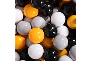 MEOWBABY 200 ∅ 7Cm Kinder Bälle Spielbälle Für Bällebad Baby Plastikbälle Kugeln Für Ball Pit Kugelbad Bällchenbad Spielzeug Made In EU Gelb/Grau/Weiß/Schwarz