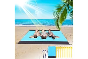 Toaren 210 × 200cm Stranddecke Sandfrei Sand Campingdecke wasserdichte Strandmatte, mit 8 Erdankern, Sanddicht Wasserdicht Mini Pocket Beach Blanket für Wandern, Strand, Reisen und Pic (Grüner See)