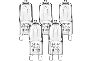 EvaStary G9 Halogen Leuchtmittel 25W 230V, Dimmbar Glühbirnen 2800K Warmweiß, 330lm Klar G9 Backofenlampe für Ofen-und Mikrowellenherd, Kronleuchter, Kabinettbeleuchtungen, 5 Stück