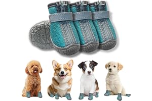 KOOLYOUTH Hundeschuhe Pfotenschutz, 4 Stück Breathable Hundestiefel mit Reflektierendem Klettverschluss, Hunde Schuhe, Verstellbarer Pfotenschutz Hund für Kleine Mittlere Große Hunde (Blau, 4)