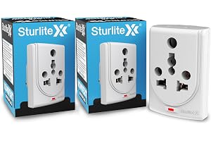 Sturlite Konvert Multiplug| 6-16 Amp| 2-Pin & 3-Pin Socket| Universal AC Travel Adapter| Premium Polycarbonate Body Socket| Compact Converter Plug for Travel, Home & Office Use - Pack of 2