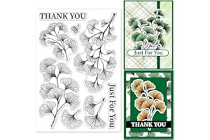 GLOBLELAND Tampons Transparents en Silicone avec Branches de Feuilles de Ginkgo pour la Fabrication de Cartes Tampons en Silicone pour Bricolage Scrapbooking Décoration de la Maison