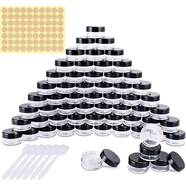 20 Kleine Kunststoff-Döschen Mit Deckel – Perfekt Für Nailart, Cremes, Make-up & Reiseproben, 15 G, Schwarz