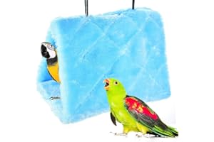 MATT SAGA Vogel Papagei Hängematte hängen Höhle Käfig Vogelnest Plüsch Hütte Zelt Bett Warmes Vogel Winternesthaus oder Käfig-Spielzeug für Ara Wellensittiche Nymphensittiche Kakadu Kanarienvögel (M, Blau)