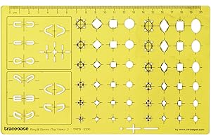 Traceease Top View,2 Ring & Gemstones Jewelry Templates Drafting Tools Jewellery Designing Stencils