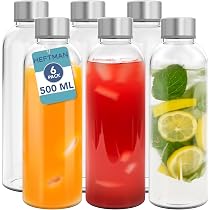HEFTMAN Lot De 12 Bouteilles à Shot En Verre 120ml Avec Couvercles - Réutilisables Avec Brosse Et Étiquettes