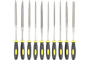 Set di 10 lime per ago, lime per metallo DanziX 4mm x 160mm con manico in gomma