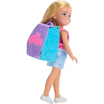 BARBIE Family & Friends Playtime Kitty Backpack Brunette Chelsea Doll and Accessories, Including Backpack with Kitten, Bottle, and Yarn, JBF45 Toys & Games