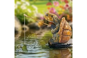 EKUKEON Miniteich Deko Angeln Figur, deko Garten Mini Statue, Schildkröte Teich Deko Garten,Gartendeko für Draußen Figuren,Schildkröte Gartenfiguren Harz Statue für Blumentopf Hof(Turtle)
