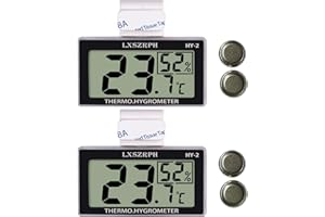LXSZRPH Reptile Thermometer Hygrometer HD LCD Digital Thermometer with Hook Temperature Humidity Meter Gauge for Tanks, Terrariums, Vivariums (2packs)