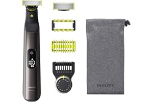 Philips OneBlade Pro 360, Regolabarba, Rasoio e Bodygroom elettrico, 1 lama 360 e 1 originale, 14 impostazioni di lunghezza, 1 kit Body, 1 supporto di ricarica, 1 astuccio morbido (modello QP6551/30)