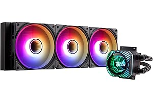 GOLDEN FIELD LL360 Black AIO Liquid Cooler CPU Water Cooling Cooler, 3 ARGB PWM Fans, CPU Fan with Infinite mirror vision pump, compatible with AMD AM4/AM5, Intel LGA2011