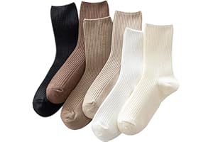 CHENGCKJ 6 paia di calzini crew da donna in cotone, calzini traspiranti sportivi, calzini da donna semplici a righe sneaker per sport, tempo libero e feste