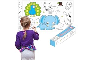LANYOTA Malpapier für Kinder, 300 * 30cm Zeichenrolle Papierrolle, DIY Malpapier Sticky Farbe Füllpapier für Kinder Craft, Drawing Paper Roll for Mädchen und Jungen (Tier)