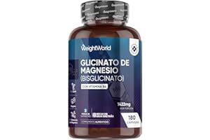 WEIGHTWORLD Glicinato de Magnesio 1420mg con Vitamina B6-180 Cápsulas Veganas que Aportan 200mg de Magnesio Puro - 3 Meses de Suministro, Sin OGM, Sin Gluten y Sin Lactosa