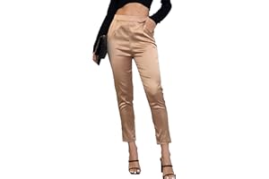 FAKANHUI Robe en satin soyeux pour femme - Taille haute - Élastique - Pantalon élégant