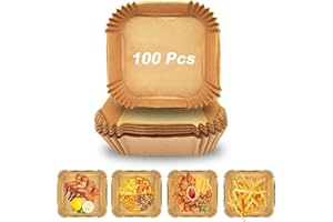 HD HARUDONE Carta da Forno Airfryer, 100 pezzi 16CM Carta da Forno per Friggitrice ad Aria Calda, Impermeabile e Resistente all'olio. Antiaderente e Monouso. Adatta per Friggitrice ad Aria, Forno e Grill