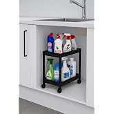 Sas Haus Flex Elite Pro 2 Katlı Siyah Tekerlekli &Ccedil;ok Ama&ccedil;lı Banyo & Mutfak D&uuml;zenleyici Raf &ndash; Evye Altı Deterj Siyah 40 X 35