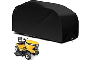RICHIE Riding Lawn Mower Cover, 183 x 137 x 117cm Outdoor Garden Tractor Cover Waterproof, Heavy Duty 420D Oxford Fabric lawn mower cover with Adjustable Drawstring, Windproof, Anti-UV