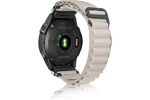 SumRioo QuickFit 26mm Bracelet pour Garmin Fenix 7X Pro Solar/7X Pro/7X Solar/7X/6X Solar/6X Pro/6X/5X Plus/5X, Nylon Bracelet pour Garmin Fenix 3/3HR/Epix Pro 51mm/Tactix Delta Solar, Blanc