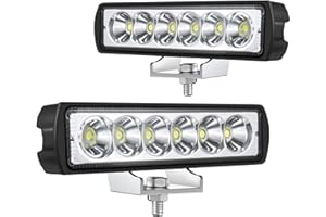 Fxlpower 2PCS 18W Feux de Recul 12V 24V Phare de Travail Led, IP65 Barre LED Projecteur à Faisceau Large pour Voiture, Marchepieds d'un camion, Pickup, Tracteur, 4x4, ATV, Motos