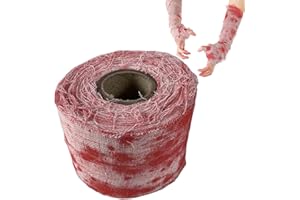 MisFun 10M Decorazione per Benda di Sangue Halloween, Garze Insanguinate Spettrali, Decorazione di Halloween Panno Raccapricciante, Bendaggio di Sangue Rotolo per Casa Infestata, Giardino, Patio