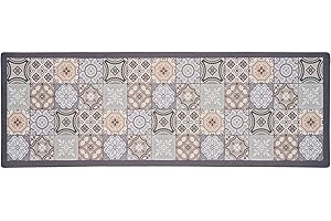 RECYCO PVC Kitchen Mats 44X120cm, Non Slip Waterproof Kitchen Floor Mats,Anti-Fatigue Kitchen Rugs Washable,Cushioned Comfort Standing Mat, Kitchen Runner Rug for Home & Office, Ceramic Tile
