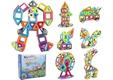 Faylor Magnetic Building Blocks, Magnetic Building Tiles, 181 Pieces Magnetic Shapes, ABS Safety Plastic, Instruction Booklet