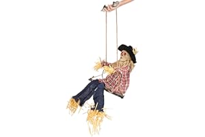 I LOVE FANCY DRESS Scarecrow Halloween Prop Animated Decoration on a Swing - Red Light up Eyes & Sound Effects - Wailing and Laughing Scarecrow Prop with Motorised Legs - Halloween Props - Pack of 1