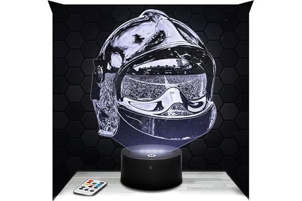 Lampephoto.fr - Lampe 3D Casque Pompier Décoration Soldat Du Feu 18, Idée Cadeau Homme Femme, Objet Casque Pompier Veilleuse LED Adulte Déco Chambre, Idee Cadeau Noel Homme emme Original, TOP