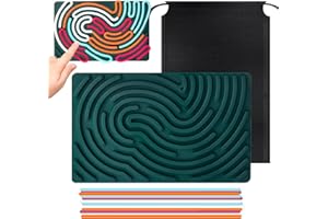 Pipihome Sensory Activity Board, Silicone Calm Down Fidget Toy, Stress, Silent, Mindfulness for Kids 3+ Anxiety Relief, Sensory Board with Portable Travel Bag & 12 Strings