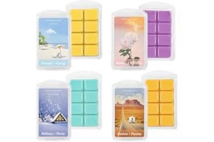 Scent-Hi Cera Perfumada Derretida, Cubos de Cera de Soja Perfumados para Calentadores de Cera, 4 Aromas - Fresa Grosella Negra, Té Verde Limón, Frambuesa Naranja, Océano Suzuran