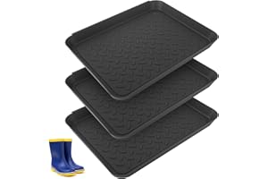 BUCOMTU 3 Stück Schuhabtropfschale, Schuhmatte Abtropfwanne 35 x 27 x 3 cm, Rutschfeste Kunststoff Schuhwanne für Regen und Schneetage, Ideal als Schuhablage, Hundefuttermatte ,Gummistiefel, Schlammschaufe