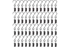 LAUFUNJOY 48 Pezzi Clip per Tenda con Ganci, Morsetti per Tenda con Ganci a S lip Tenda per Tenda Doccia per Foto Forniture per Ufficio, La Decorazione Domestica, Luci Stringa, Foto (Nero)