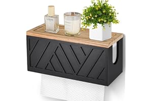 MUMISUTO Dispensador Papel Secamanos, 30,5 x 12,5 x 14 Cm, Dispensador de Toallas de Papel de Madera, Dispensador de Toallas de Mano (Negro)