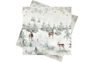 PAPU 40 Stück Servietten Weihnachten(3-Lagig),Weihnachtsservietten Winter 33 x 33cm Papierservietten Hirsch Servietten - Weihnachten Tischdeko