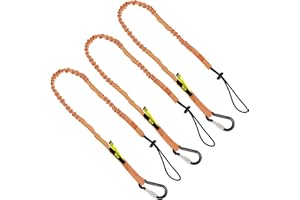 BearTOOLS Longe à outils orange avec mousqueton à vis en aluminium – Extensible jusqu'à 165 cm – Charge maximale 8 kg (paquet de 3)