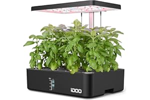 iDOO 12Pods Hydroponics Growing System, Indoor Herb Garden with LED Grow Light, Built-in Fan, Automatic Timer, Smart Garden Germination Kit, Adjustable Height Up to 11.3" for Home, Office