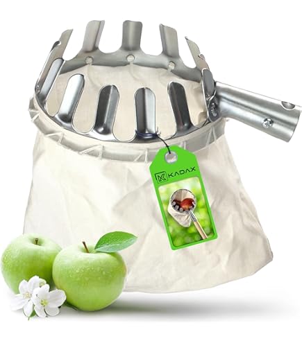 Cueille-Fruit Avec Sac En Lin - Tige Réglable Pour Pommes, Poires, Noix, Cerises - Récolte Haute Sans Échelle - Acier Robuste