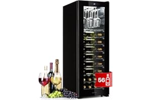 KLARSTEIN Cave a Vin, Réfrigérateur à Vin sur Pieds avec Porte en Verre, Cave à Vin de Vieillissement, Prosecco, Bière, Ecran Tactile, Réfrigérateur Bar, Frigo, Protection UV, 5-20°C, 56 Bouteilles