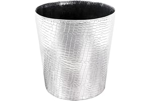 keivmlvt Corbeille à papier Poubelle 10 litres en cuirs - l'artisanat -Convient à la chambre à coucher, au bureau (argenté)