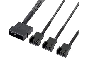 GELRHONR 4 Clavijas Molex a 3 x 3 pines / 4 pines 12V Cable de adaptador de corriente para ventilador de caja de PC, divisor de ventilador de refrigeración de caja Cable de alimentación en Y-1.1 pies