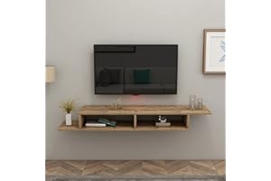 Secenart SECEN LONDON-Wall Mounted Floating TV Unit, Wall Mounted TV Stand Media Console Entertainment Gaming Storage TV Shelf Cabinet Unit Home and Office Furniture (140 CM) (ATLANTIC PINE)