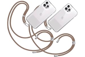 TBOC 2X Cordón Correa Cuerda Universal [Marrón] Colgar Funda Teléfono Móvil Cuello - Cinta Cadena Colgante con Parche de Plástico - Colgador Lanyard con Enganche Llavero Móviles Accesorios